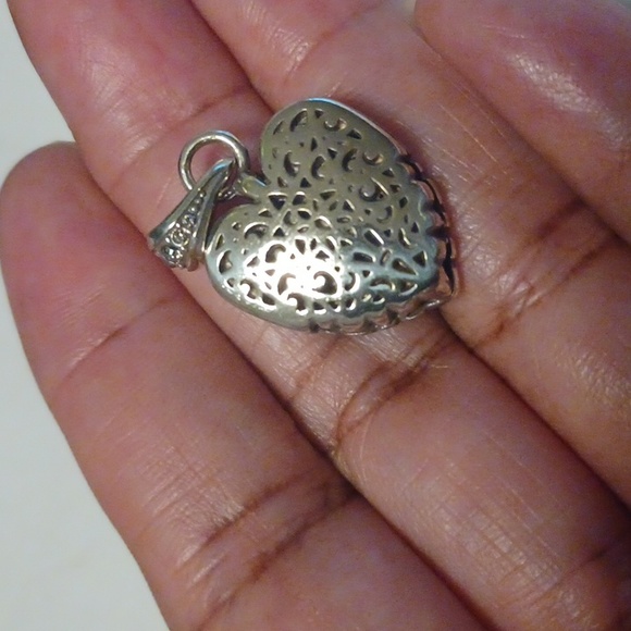 SILVERTONE REVERSIBLE HEART PENDANT , NWOT, NEVER USED, 1.5 INCH PENDANT NWOT - Picture 2 of 3